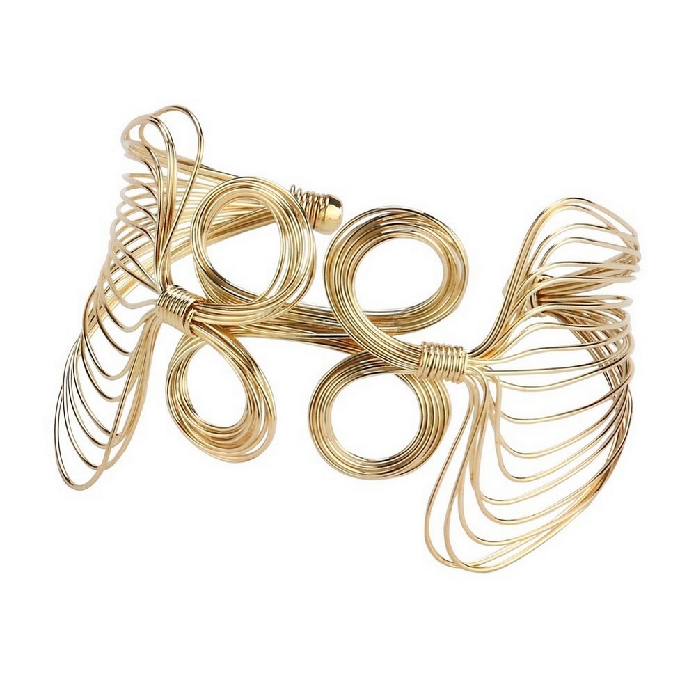Bangle art nouveau wire knot 50mm gold