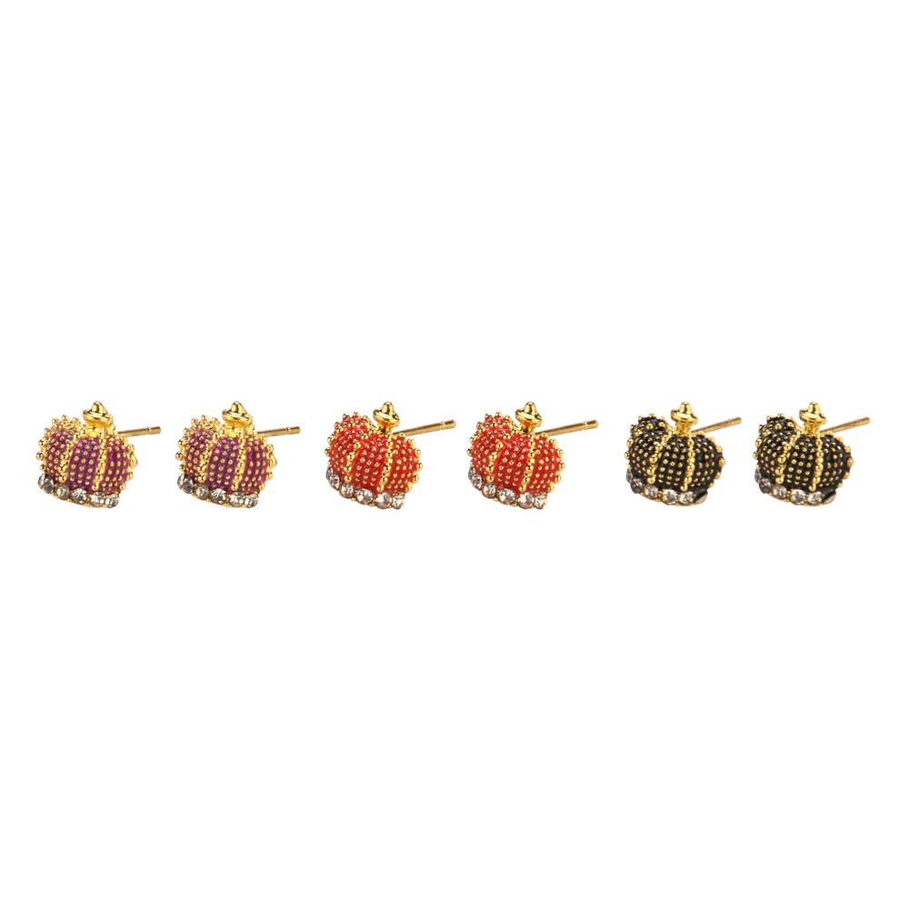 Stud earring enamel crown assorted colours