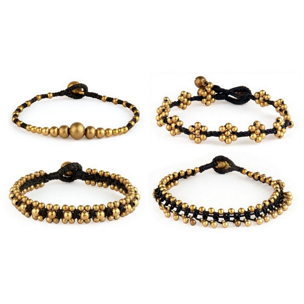 Bracelet brass & cord antique bead
