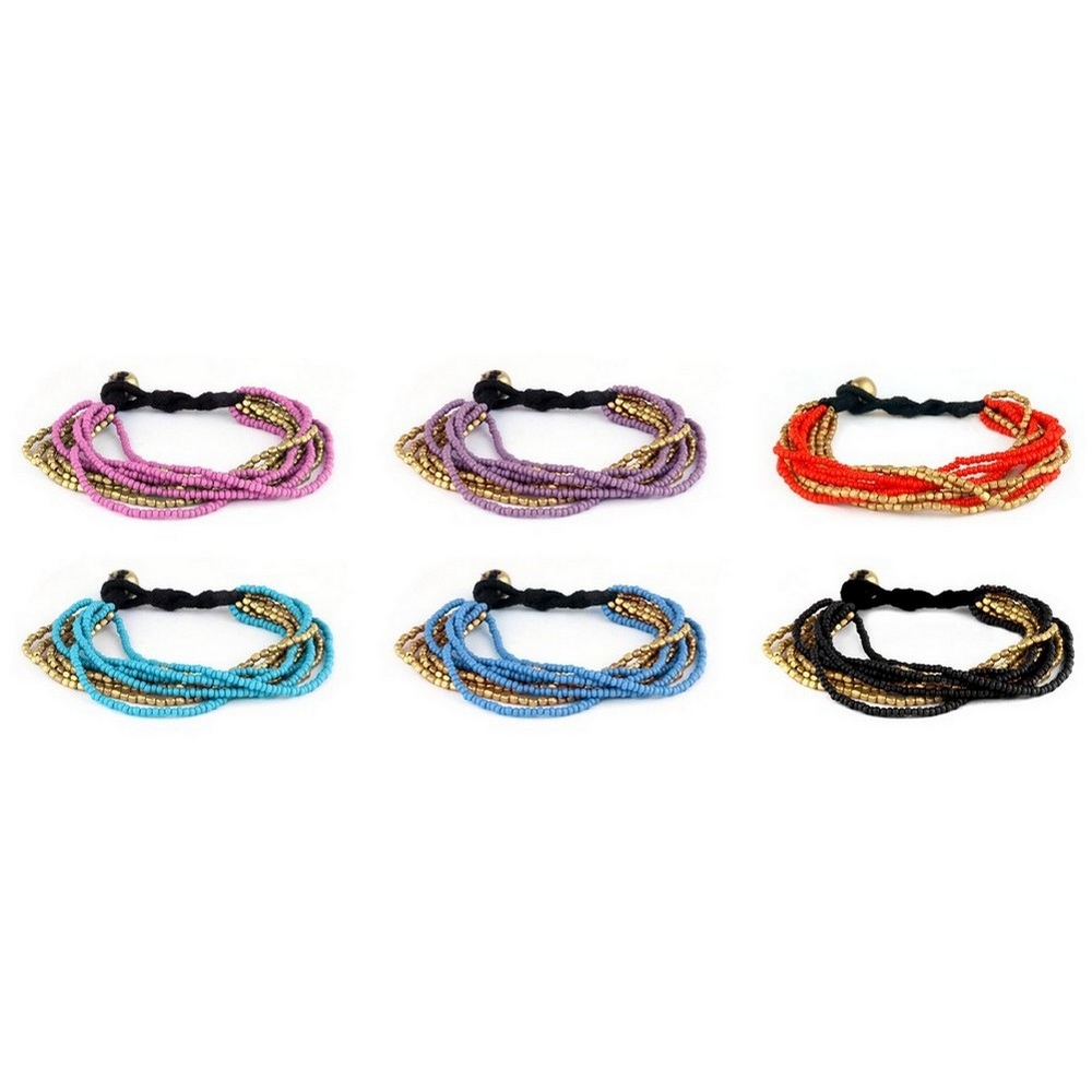 Bracelet glass bead 10 strands Assorted Colours