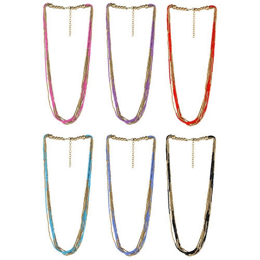 Bead string necklace glass bead 10 strands Assorted Colours