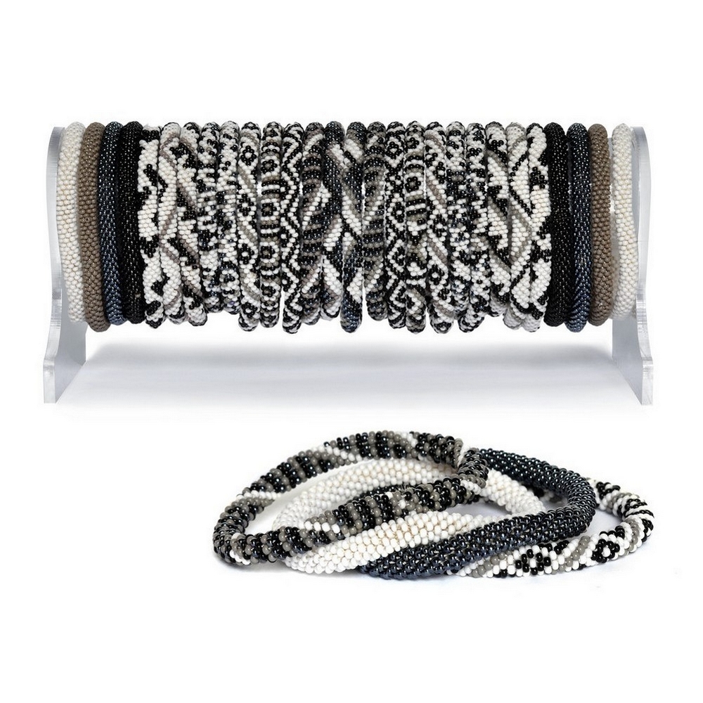 Bracelet glass kurush with display black & white