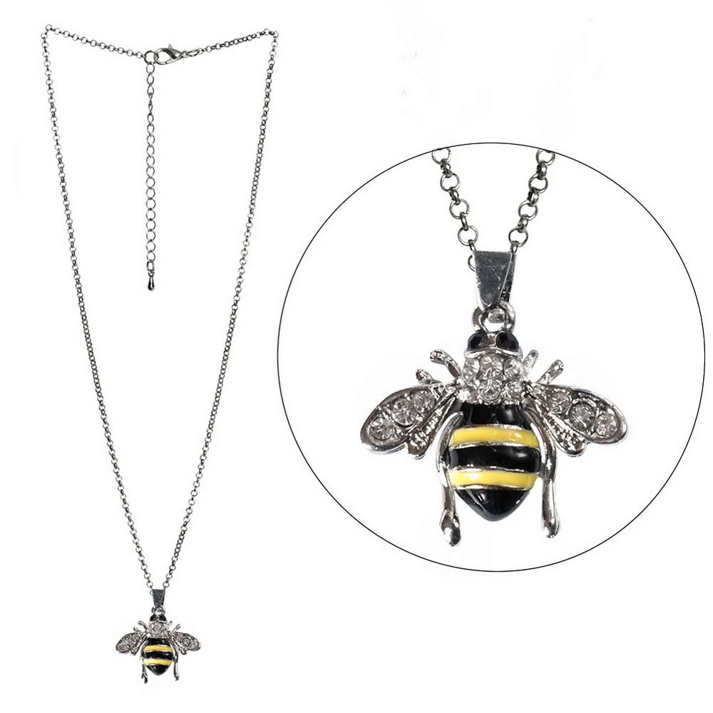 Necklace with a pendant crystal glass bee multicoloured