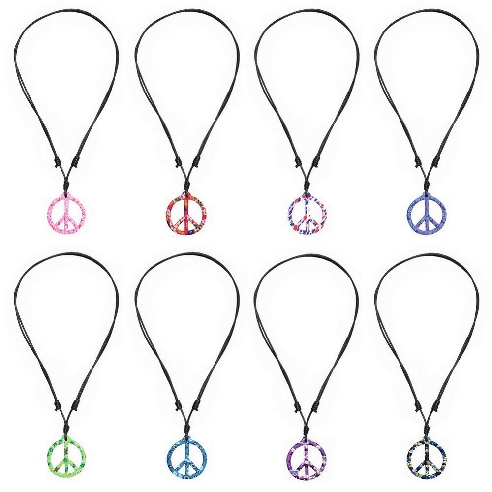 'Any length' necklace with a pendant polymer clay & cord peace sign