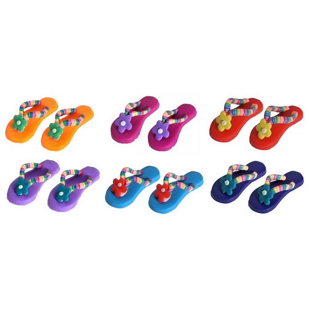 Stud earring resin flip flop with flower