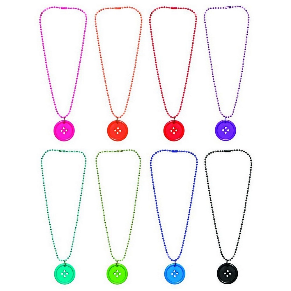 Necklace with a pendant resin button on a ball chain