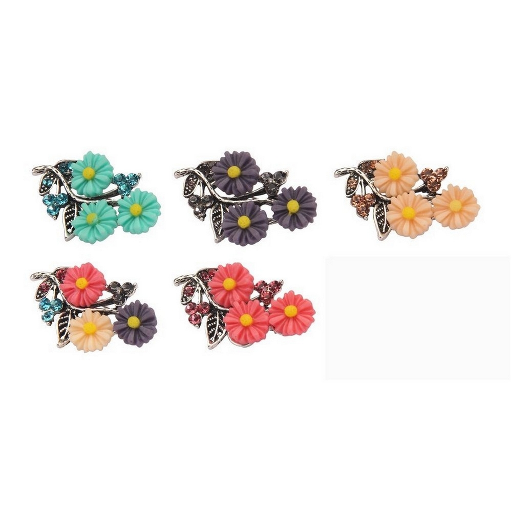 Brooch crystal glass floral spray