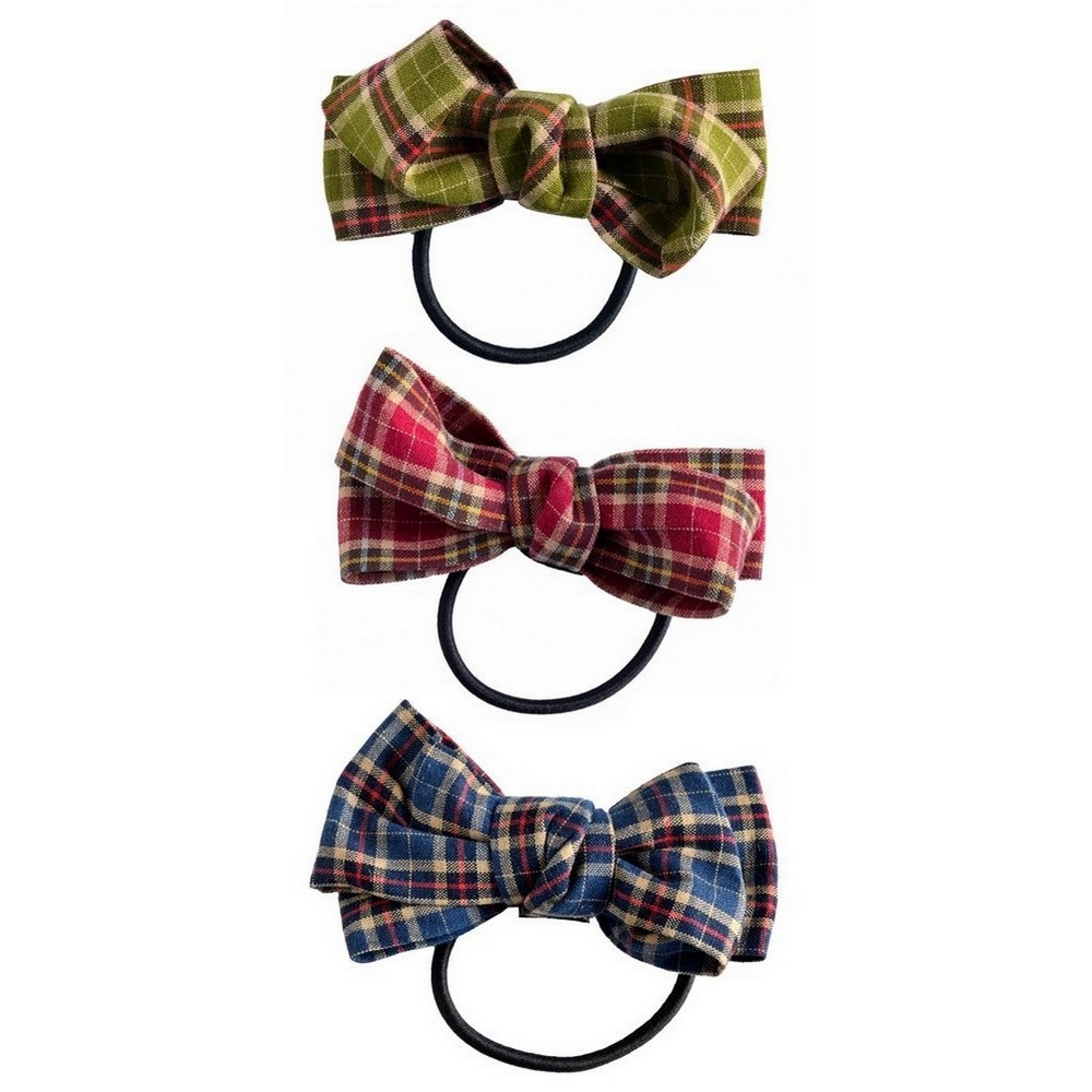 Hairwear cotton tartan double bow multicoloured