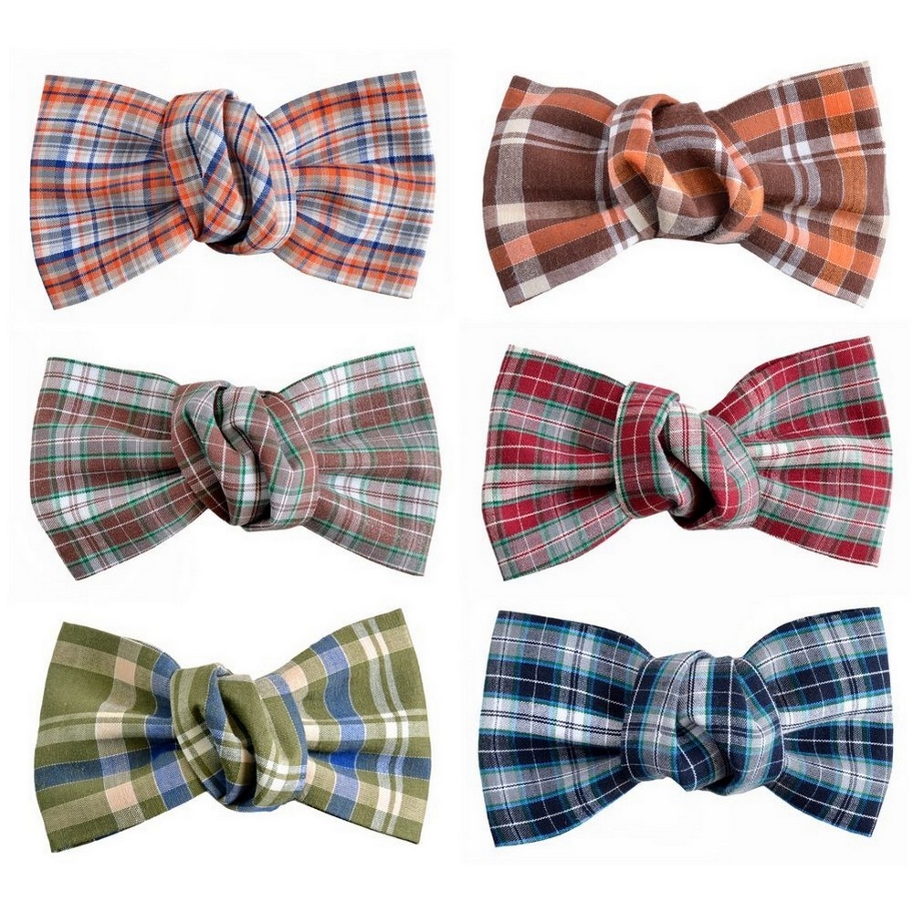 Barrette cotton plaid bow