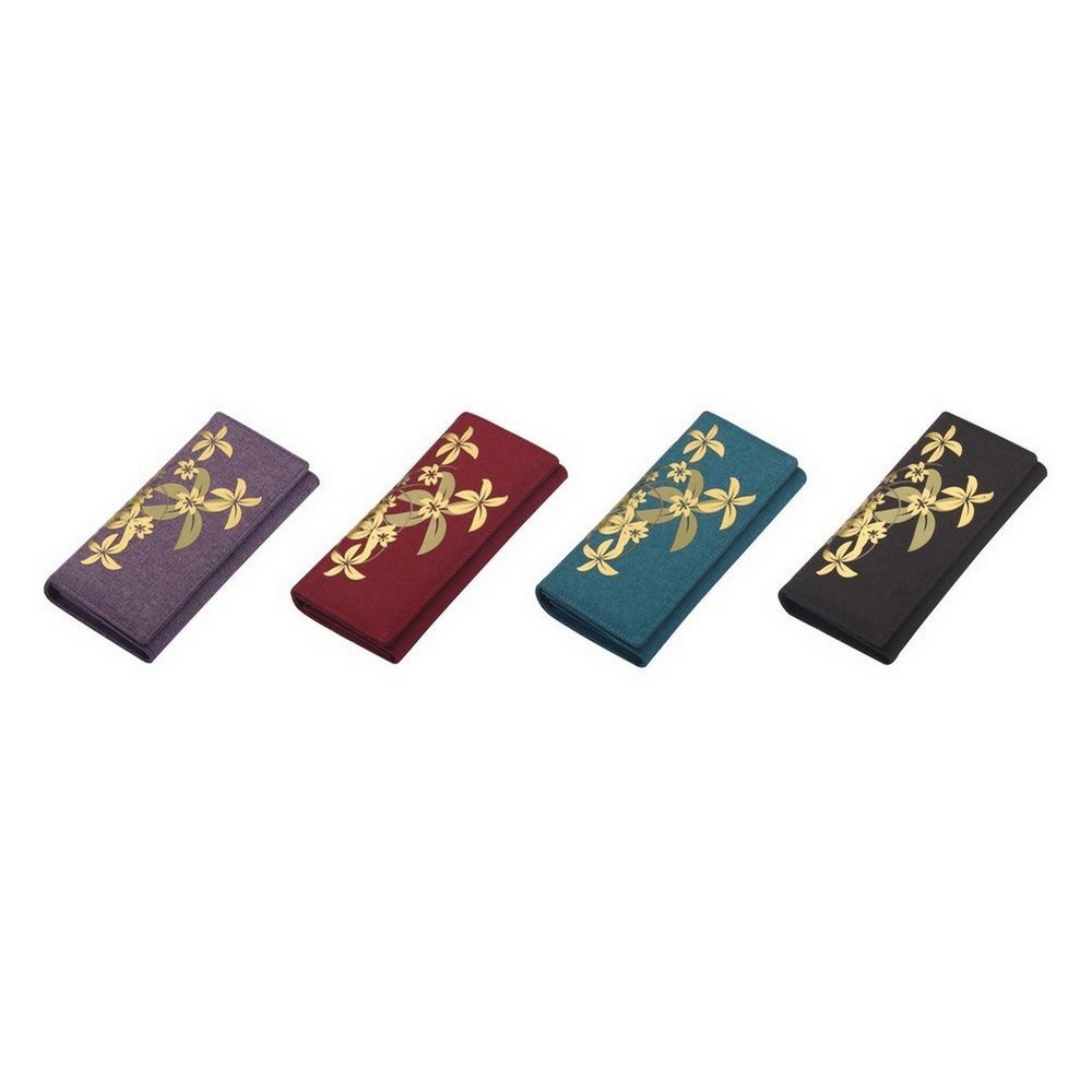 Zip wallet cotton gilded japanese flower