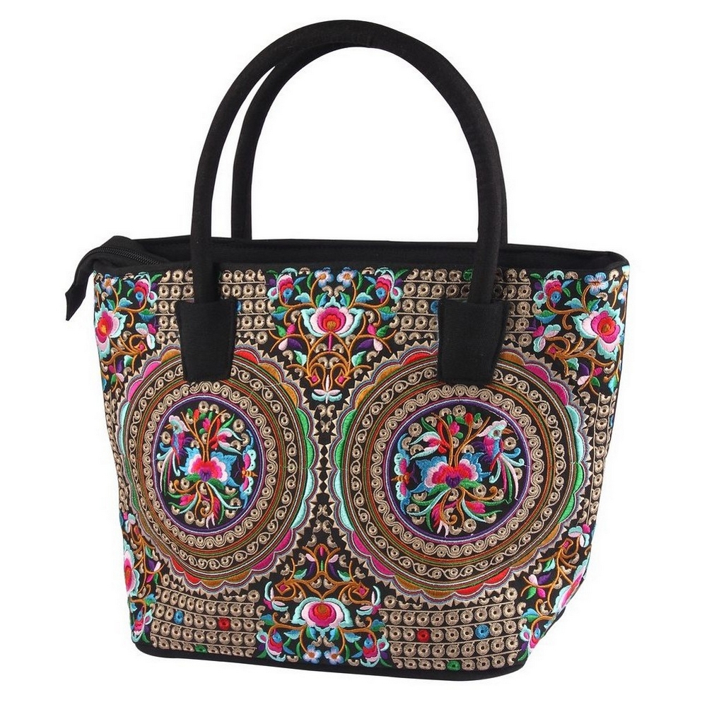 Shopper bag exotic rich embroidered large multicoloured