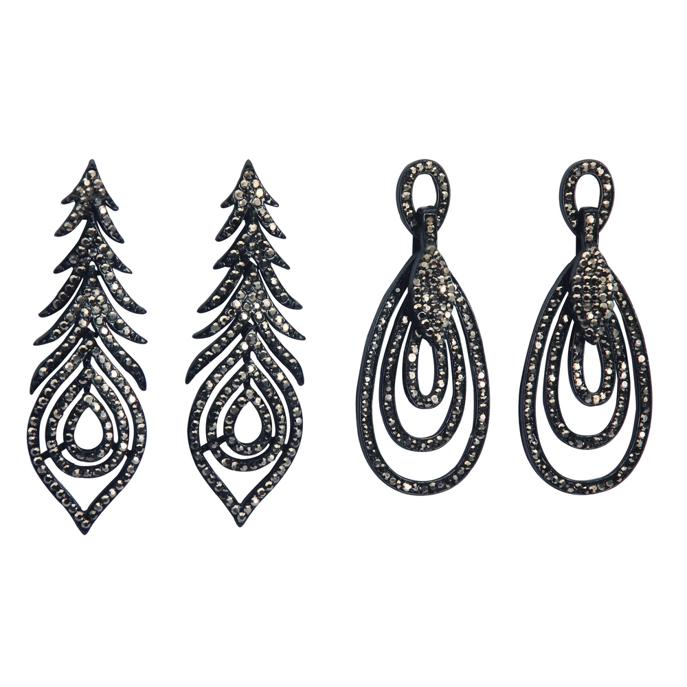Drop earring crystal glass marcasite great gatsby