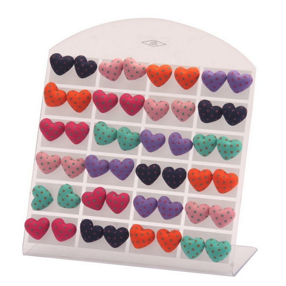Stud earring textile polka heart
