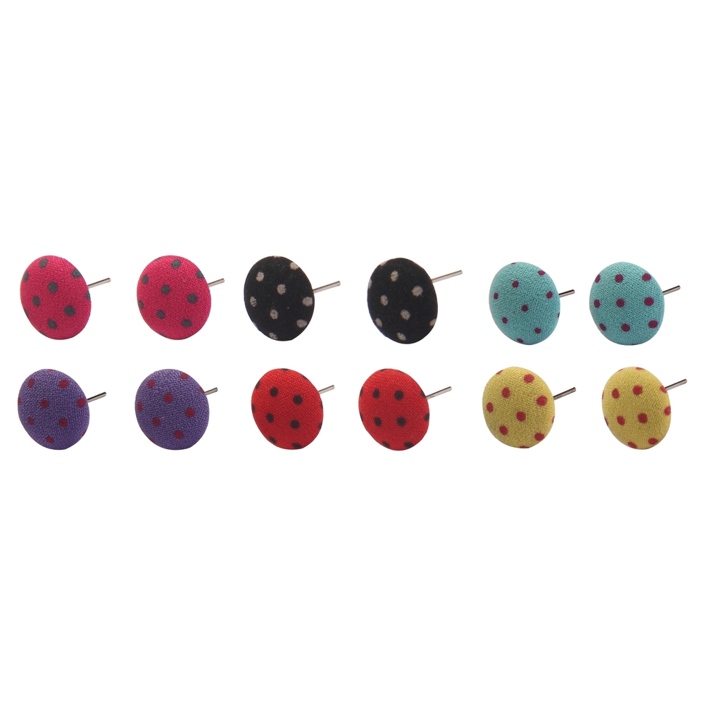 Stud earring textile polka