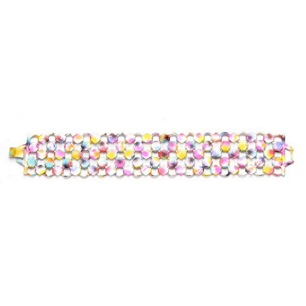 Bracelet wide mesh printed chain cuff