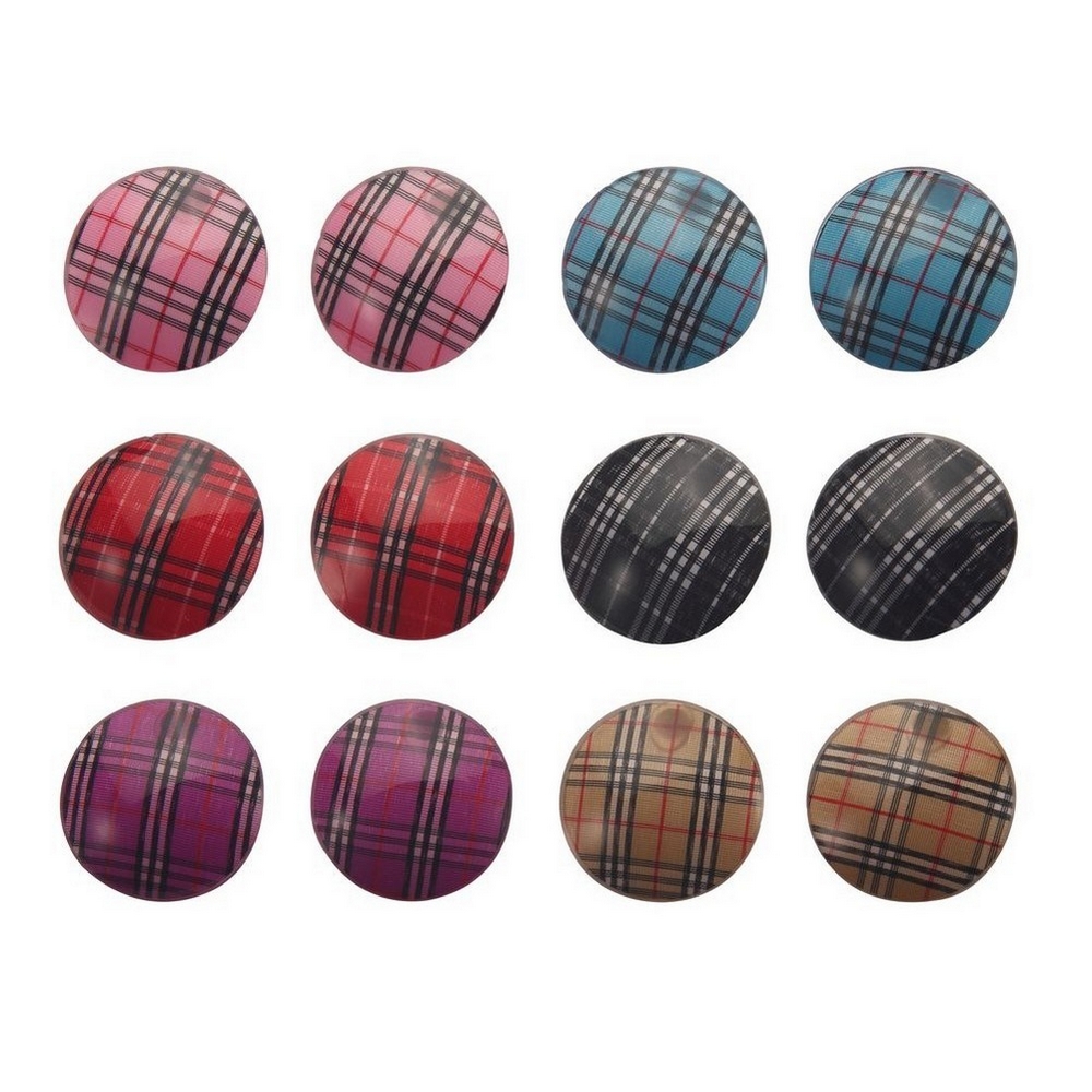 Stud earring acrylic tartan print multicoloured