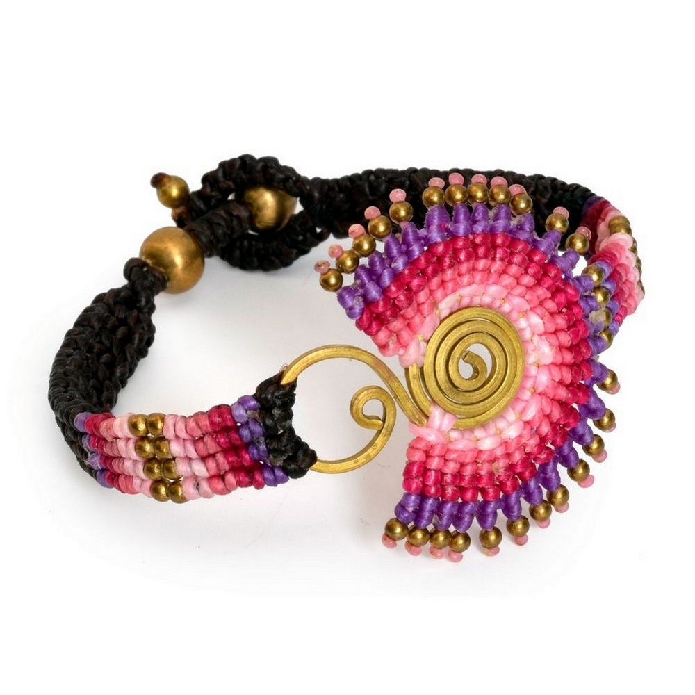 Bracelet glass sunburst pink & purple