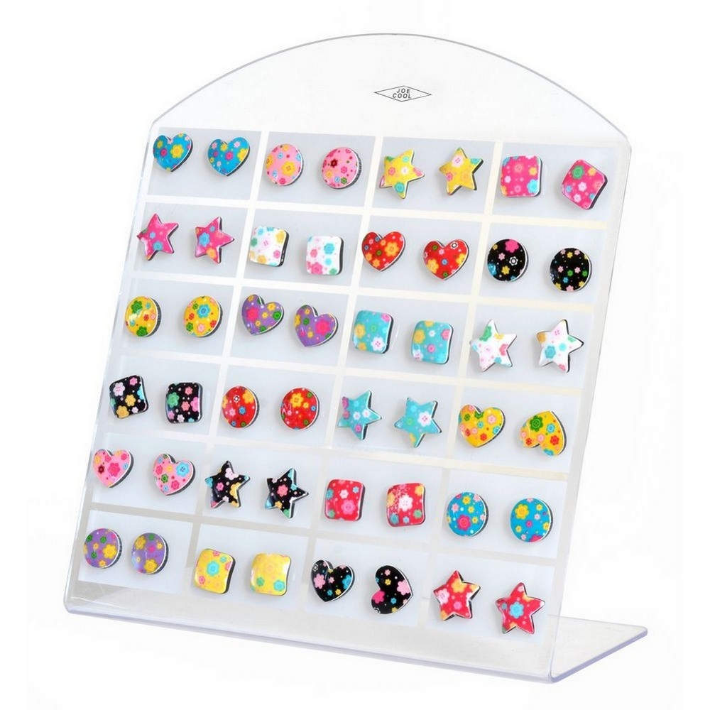 Stud earring acrylic retro flowers
