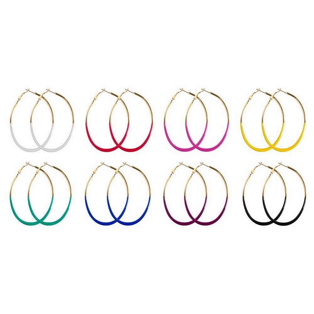 Hoop earring enamel oval