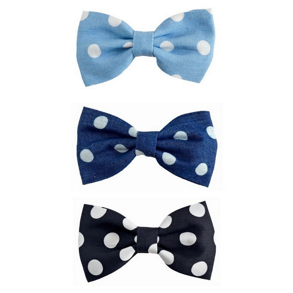 Barrette cotton polka blue & white