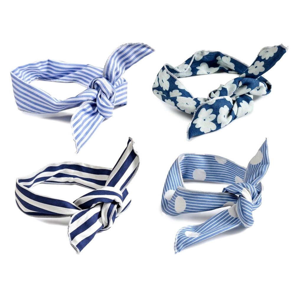 Hairwear cotton wired ribbon blue