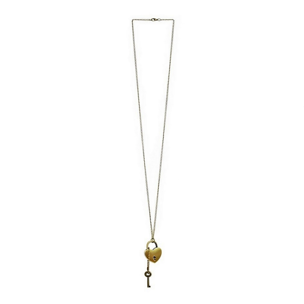 Necklace with a pendant heart padlock & key