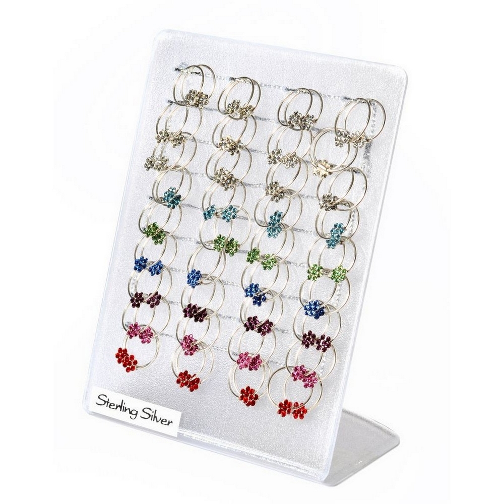 Hoop earring 925 silver & crystal glass flower stone