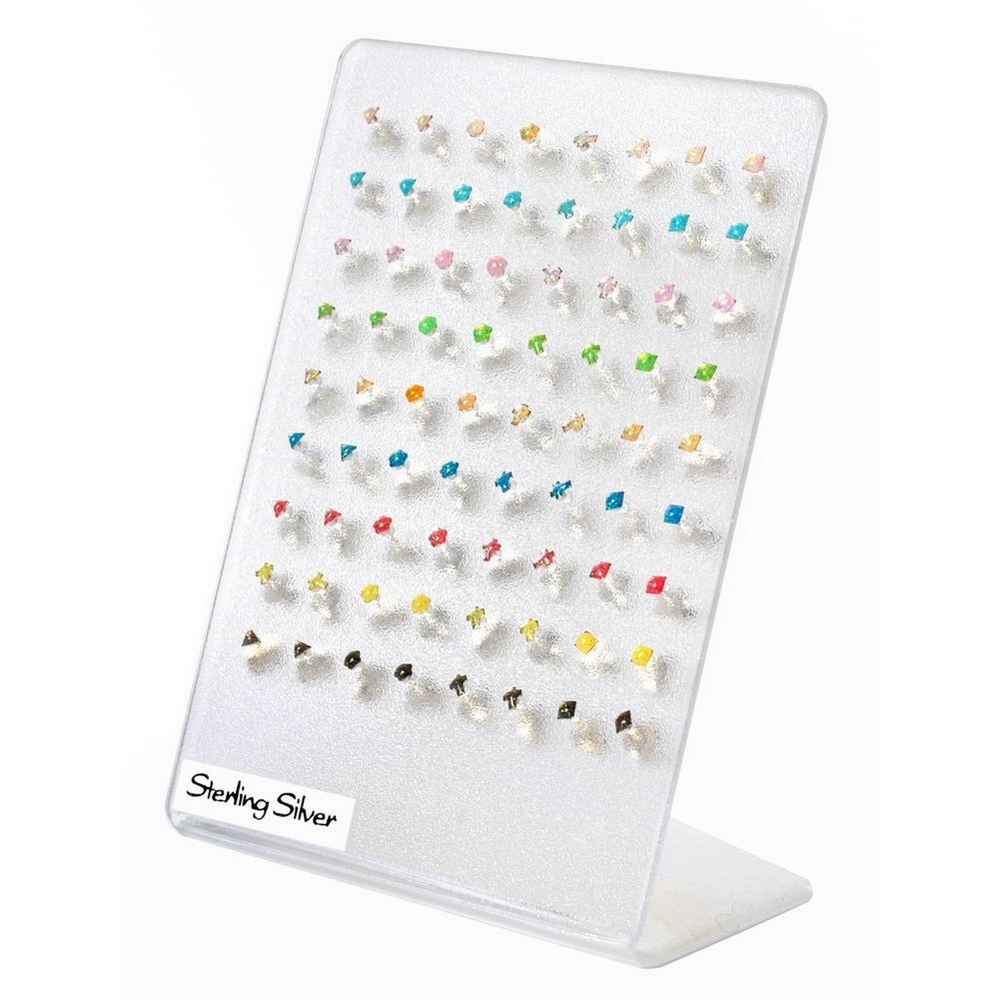 Stud earring 925 silver & crystal glass single