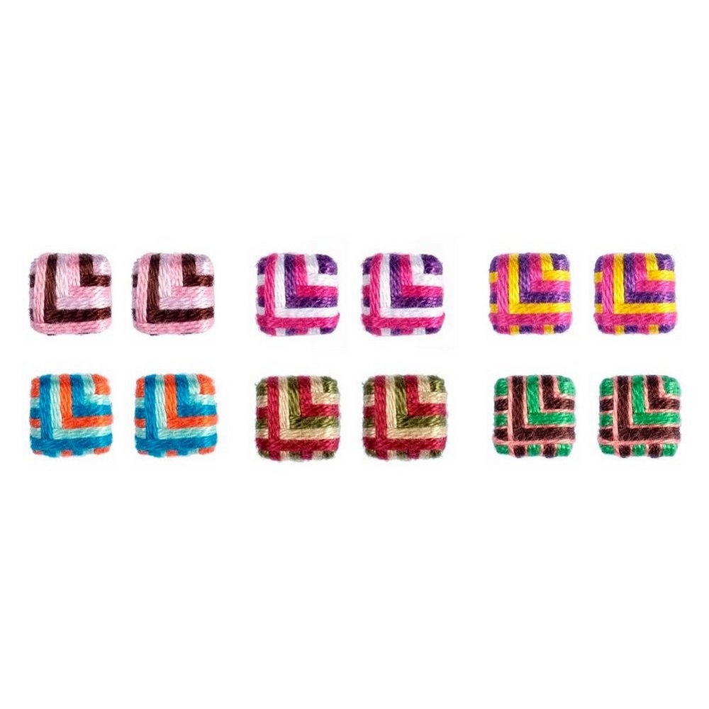 Stud earring cotton herringbone