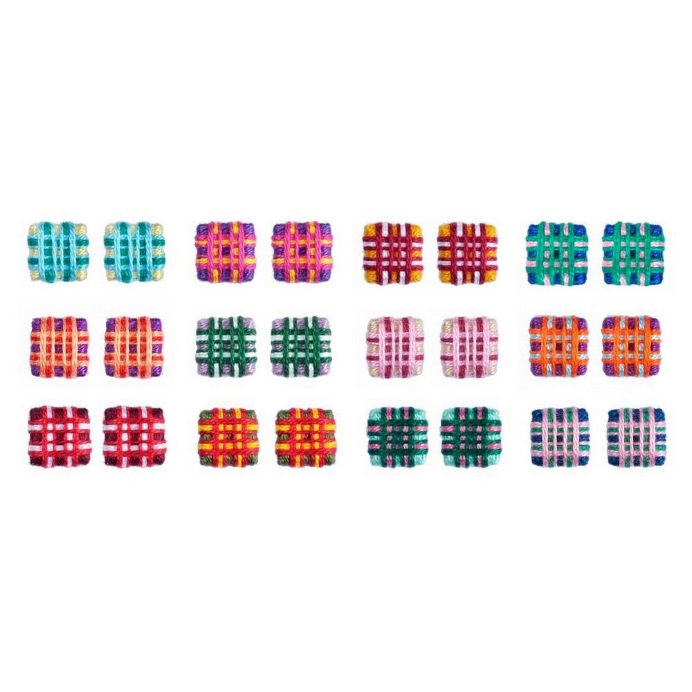 Stud earring cotton tartan cushion multicoloured