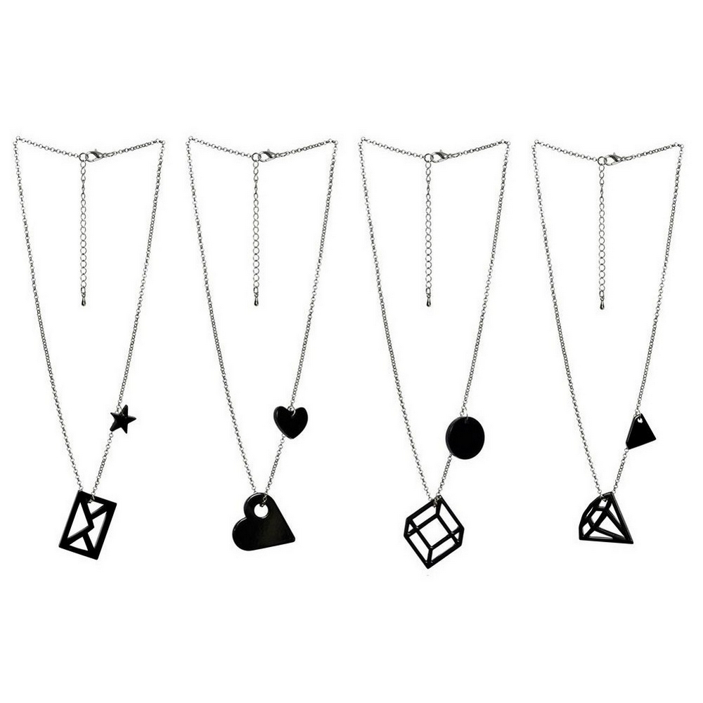 Necklace with a pendant acrylic shape black