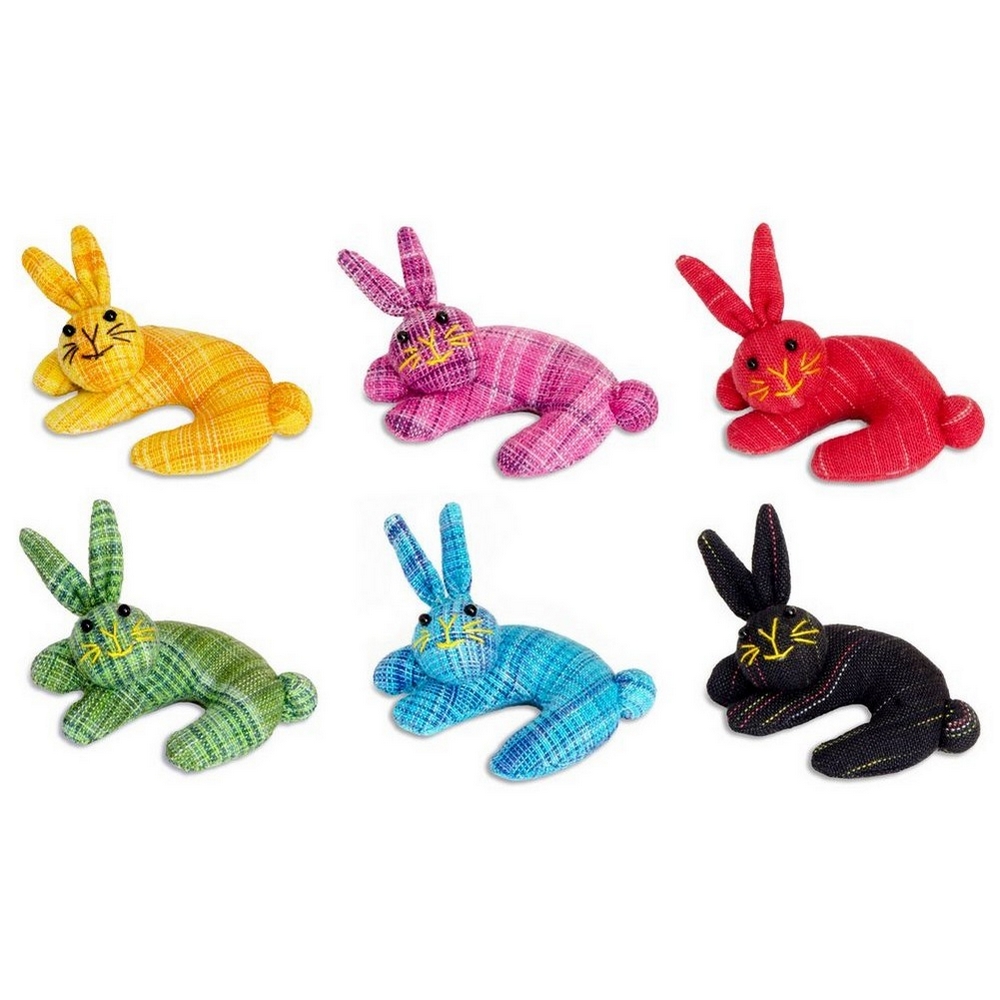 Brooch cotton tartan rabbit multicoloured