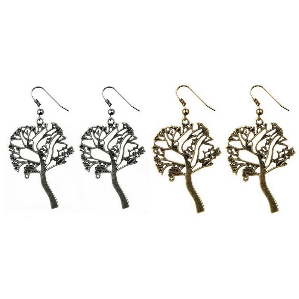Drop earring tree in the wind silver & gold