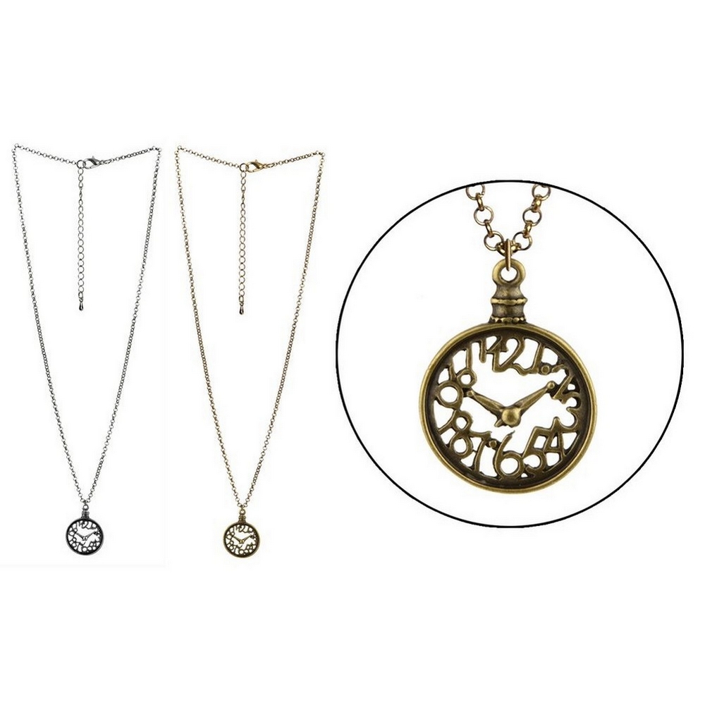 Necklace with a pendant clock face