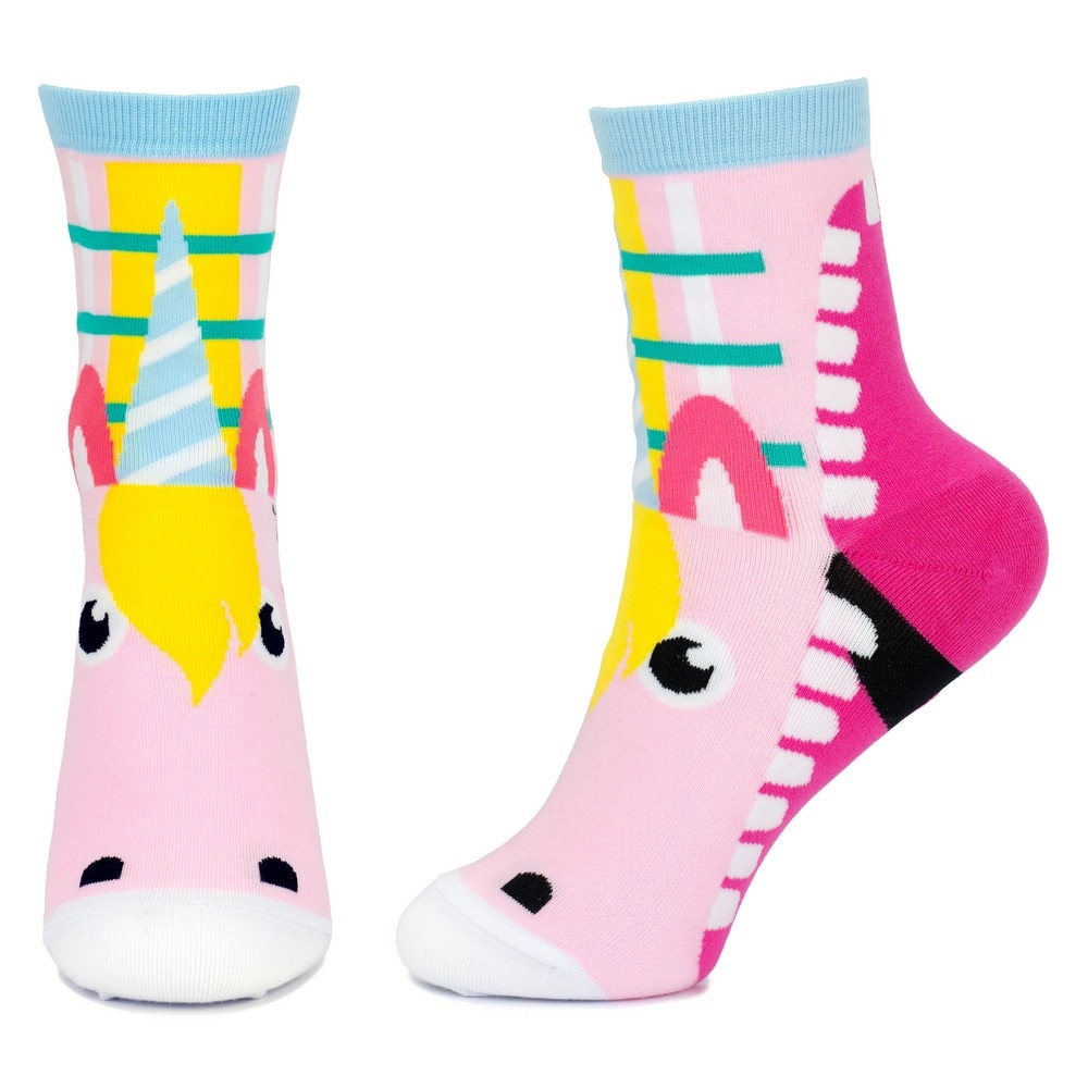 Socks cotton & spandex fairytale creatures unicorn pink - Image 2