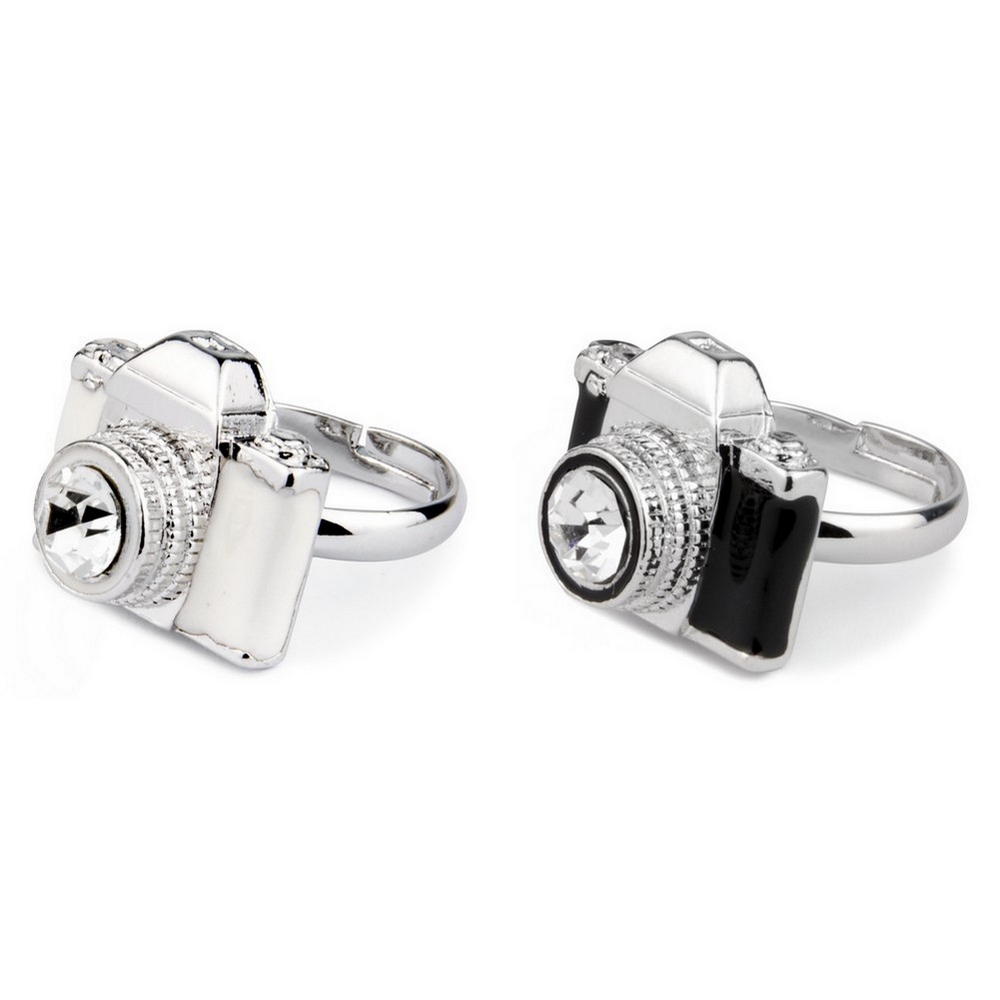 Ring crystal glass & enamel camera