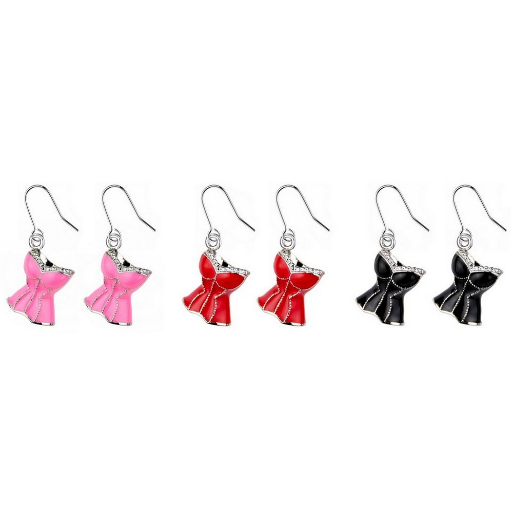 Drop earring crystal glass & enamel corset