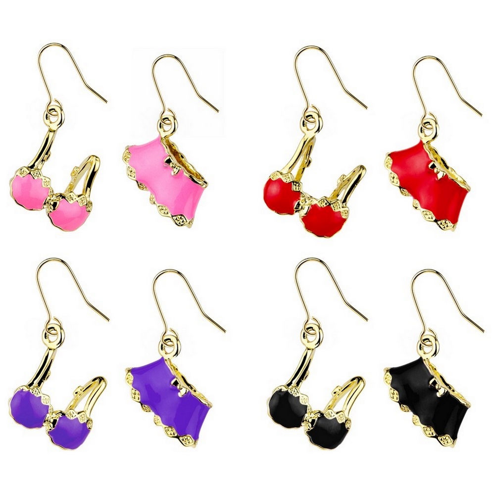 Drop earring crystal glass & enamel underwear