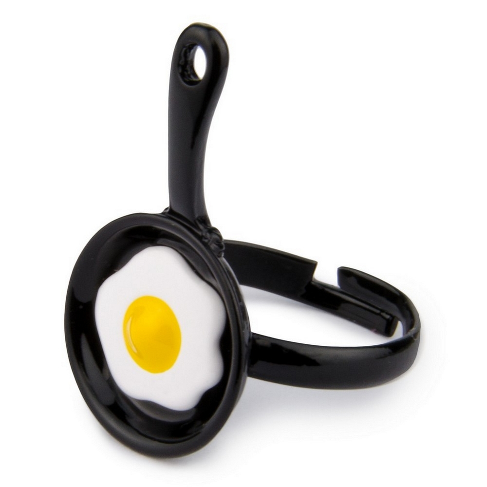 Ring enamel egg in a frying pan