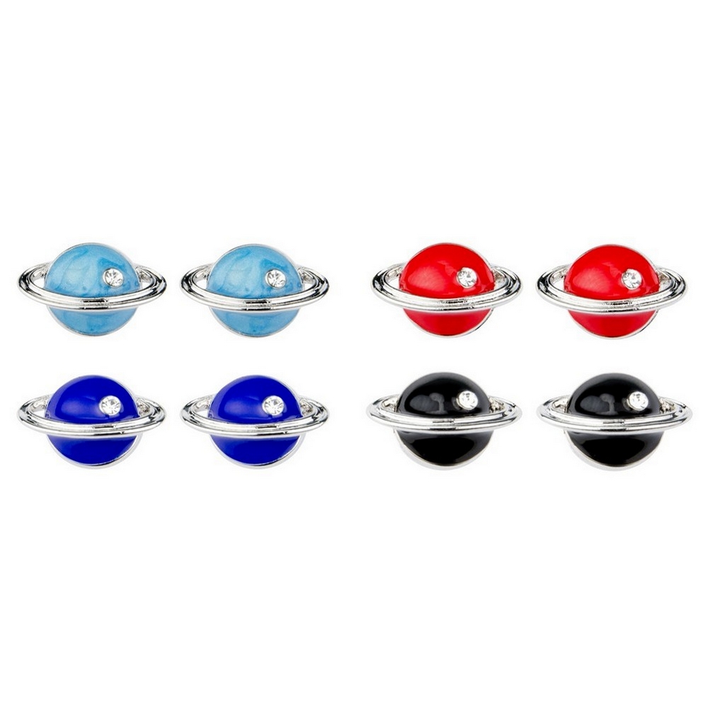 Stud earring crystal glass & enamel planet