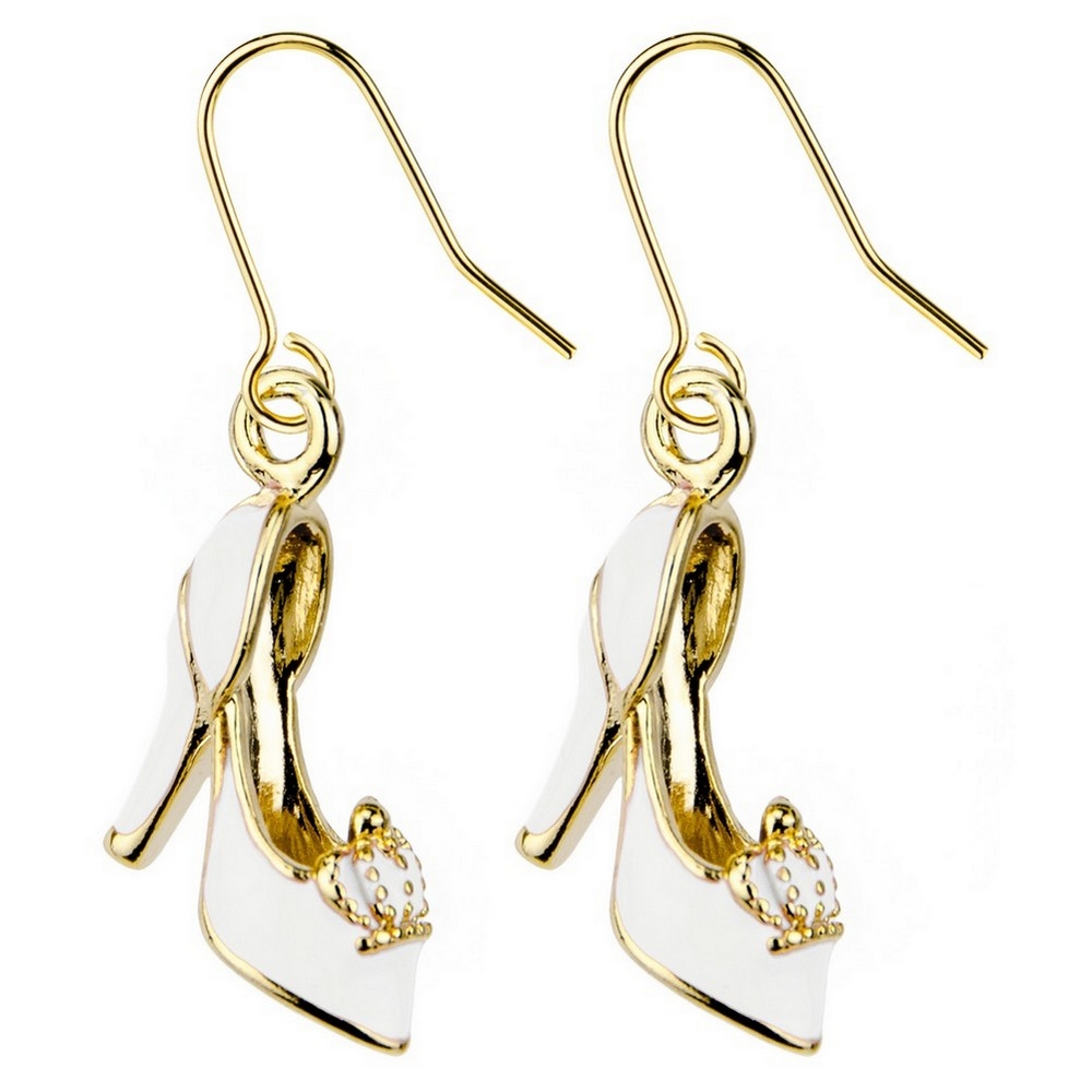 Drop earring enamel high heel white
