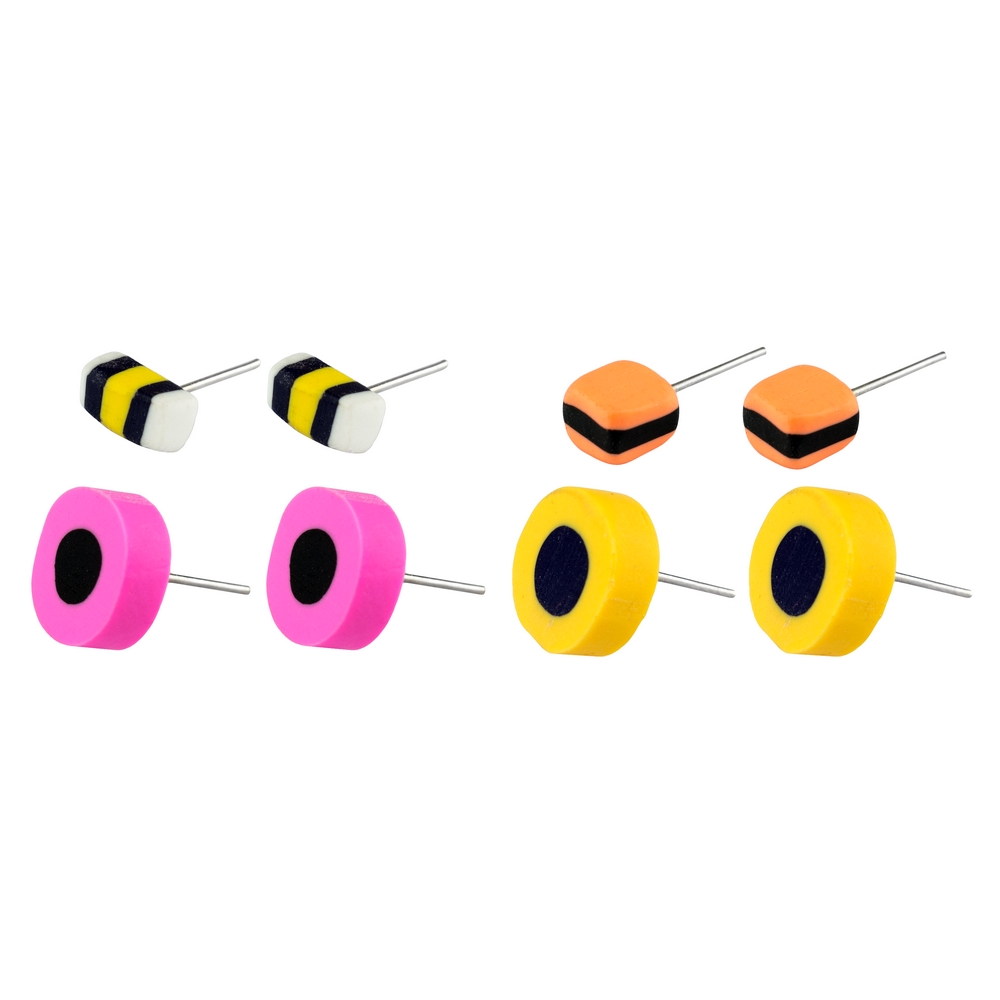 Stud earring resin liquorice allsorts