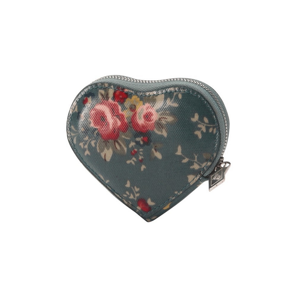 Coin purse vintage floral heart green
