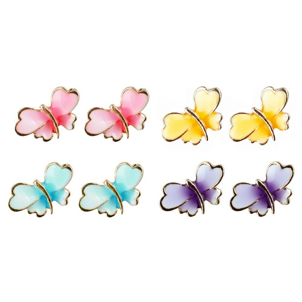 Stud earring enamel butterfly assorted colours