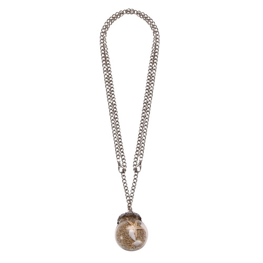 'Any length' necklace with a pendant glass beach scene