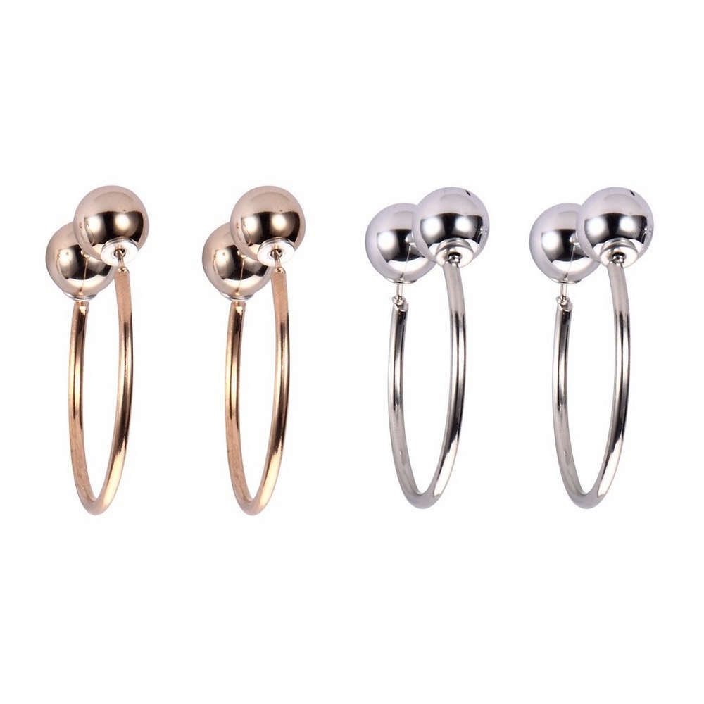 Hoop earring balls in balance minor gold & silver