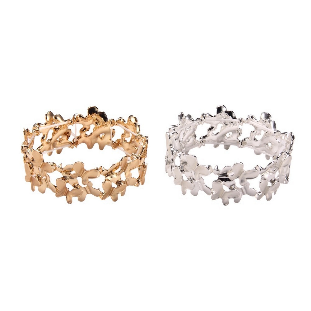 Bracelet matt & shiny butterflies gold or silver