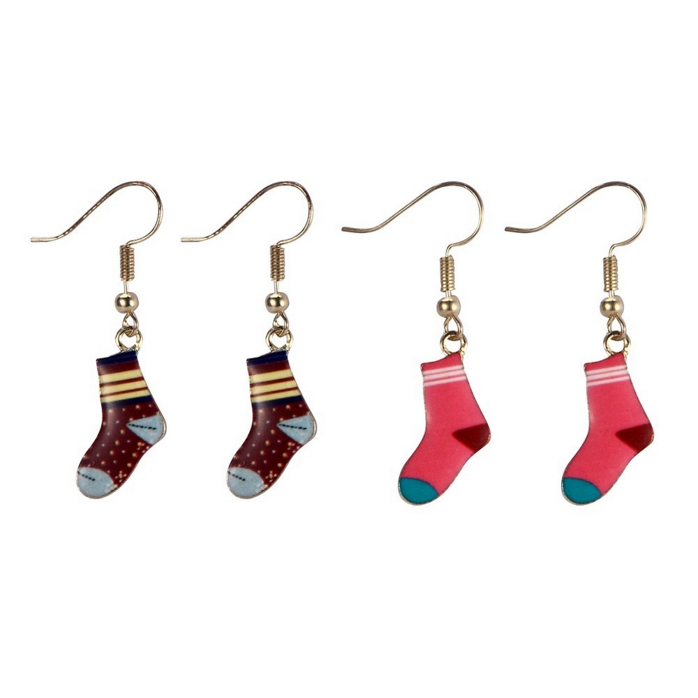 Drop earring socks on multicoloured