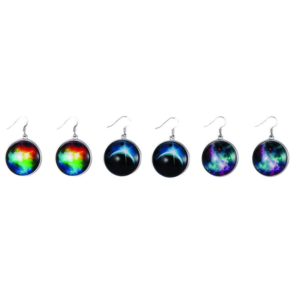 Drop earring glass universe multicoloured