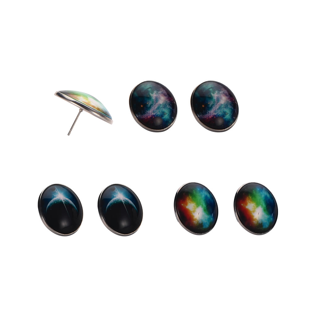 Stud earring glass universe assorted colours